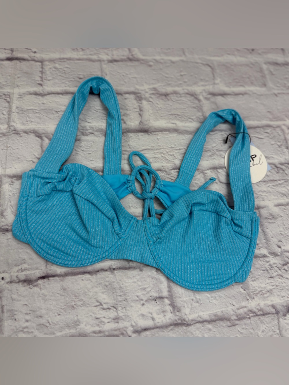 JMP The Label Barcelona Bikini Top in Bluebell Sz L EUC Beach Resort Pool Swim - Picture 2 of 16